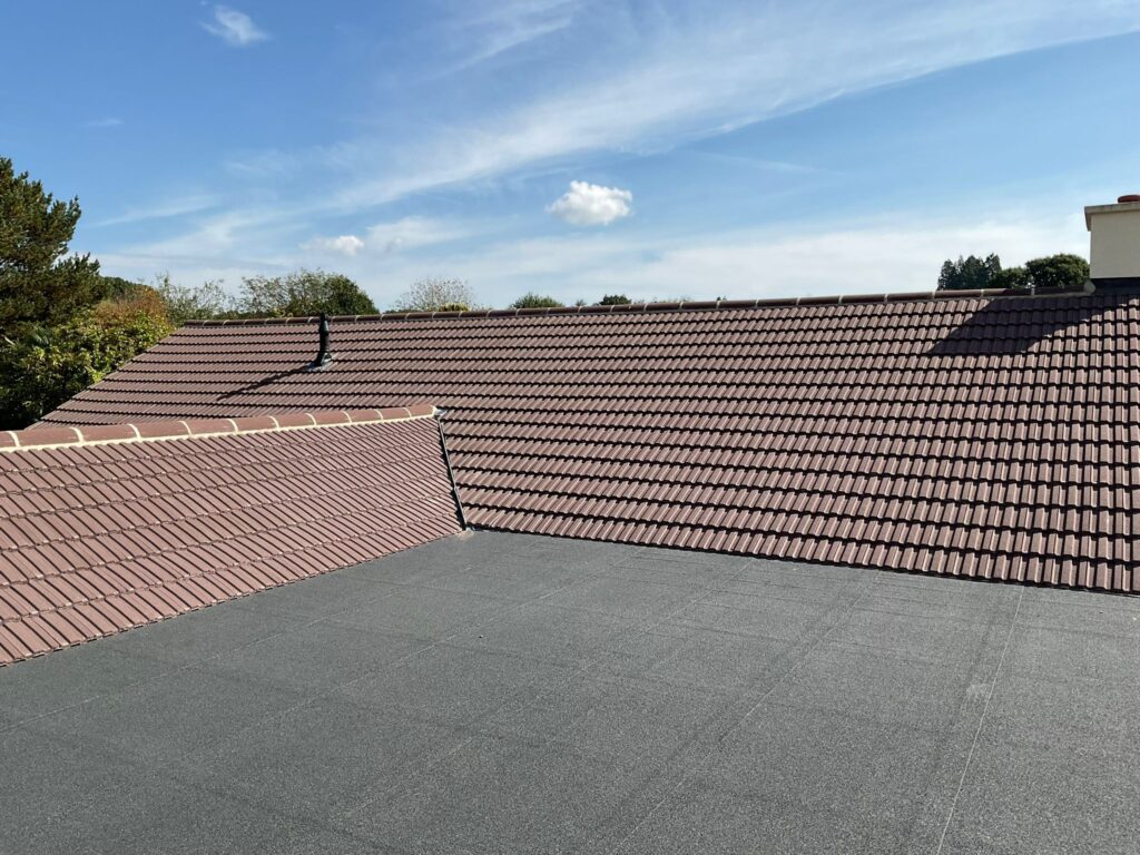 This is a photo of a roof which has just been repaired works carried out by LJ Roofing South Cerney